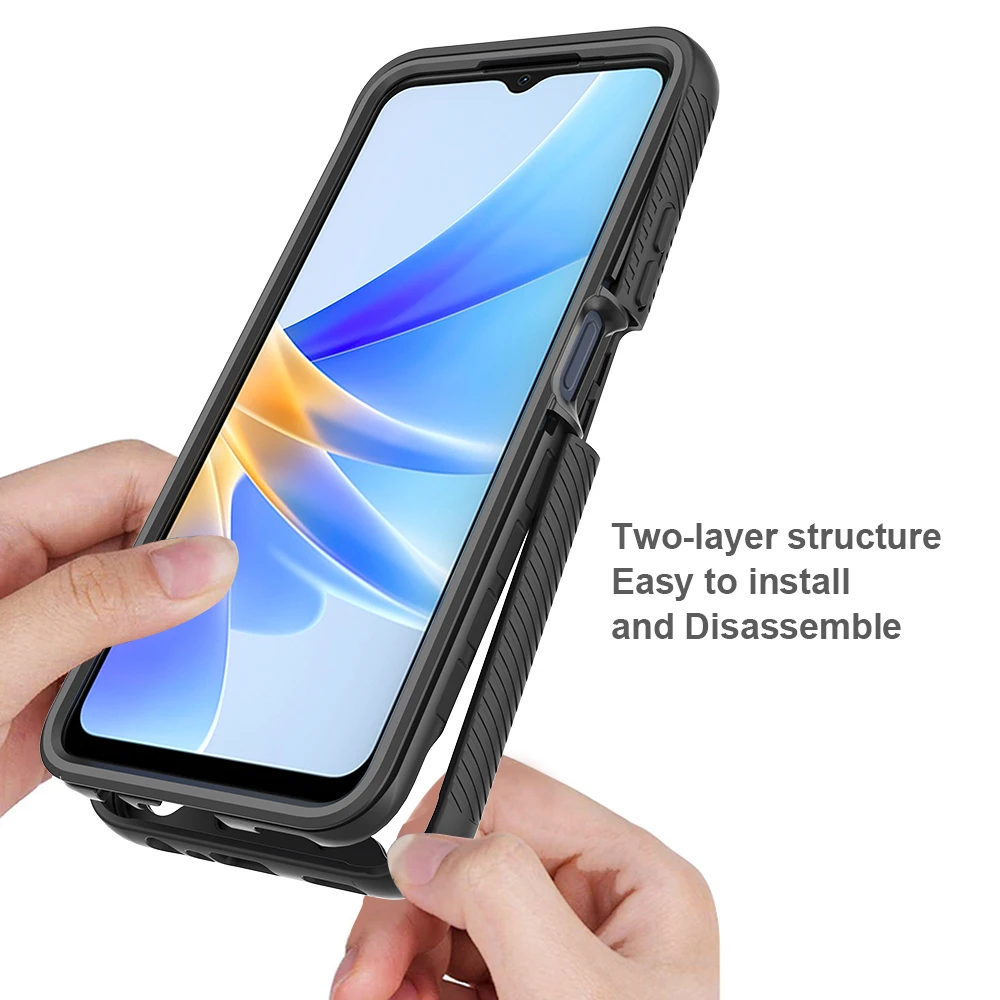 Fit OPPO A17 4G Cover Shockproof Clear Protective Built-in Screen Protector TPU Bumper Cover For Oppo A16/A16S/A54S Cases