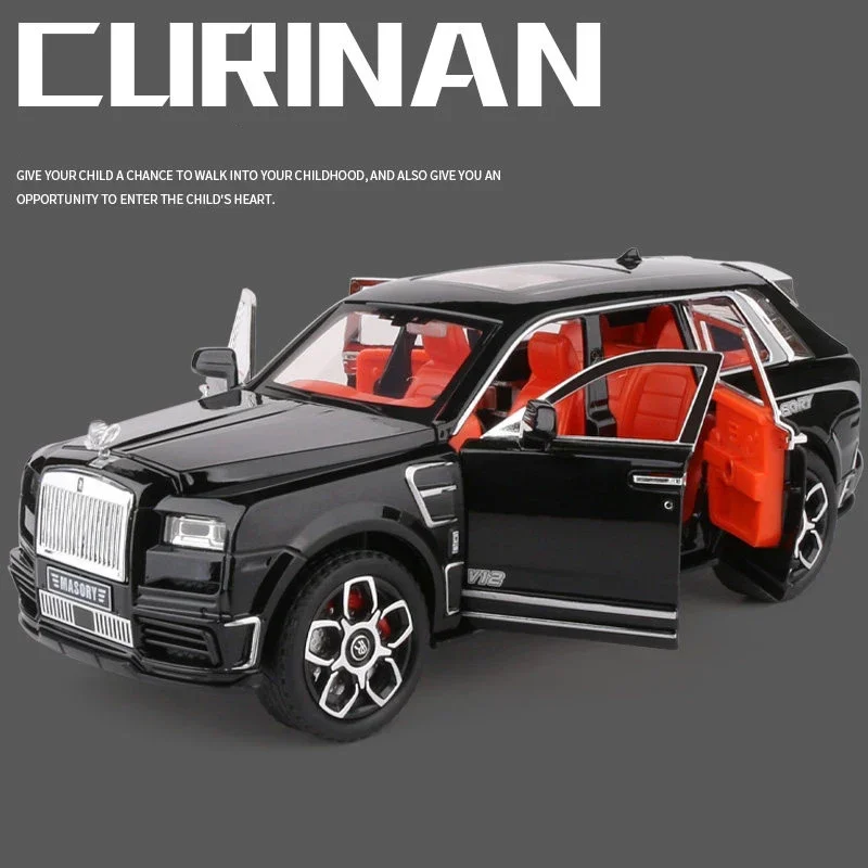 1:24 Rolls Royce Cullinan MASORY SUV Alloy Luxy Car Model Diecasts Metal Toy Car Model Simulation Sound and Light Childrens Gift