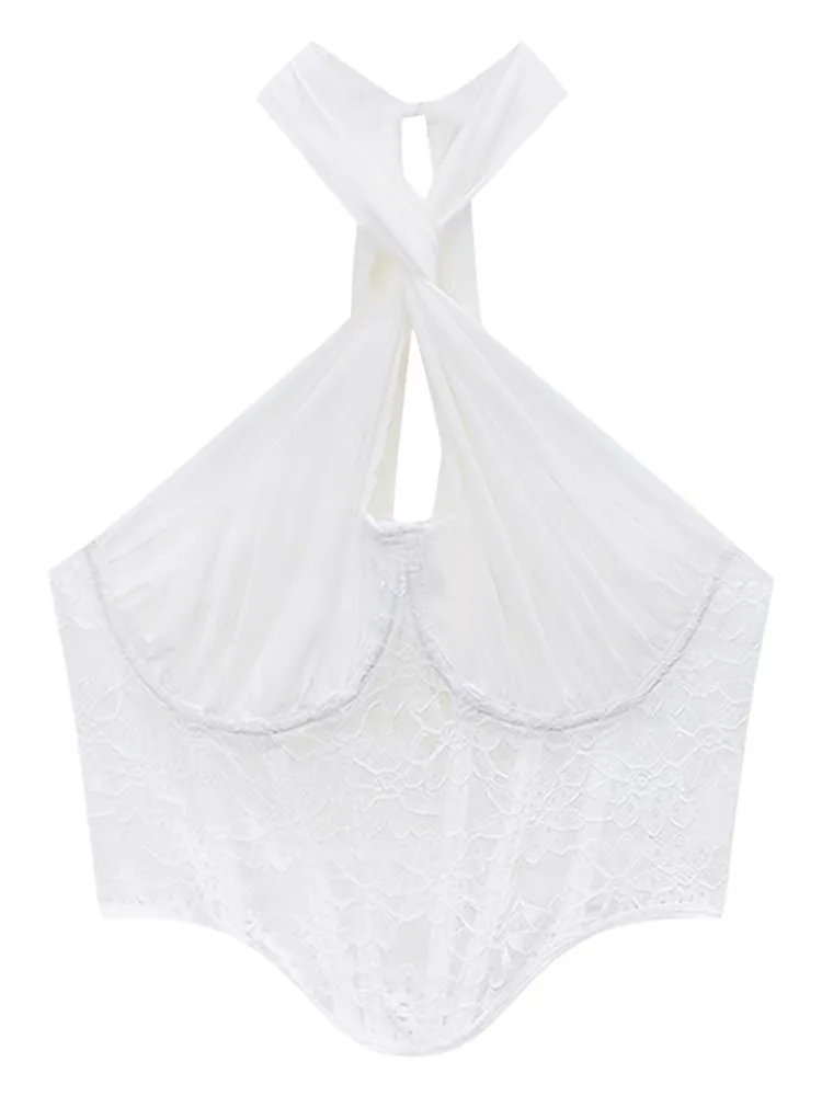 YUQI Stile Coreano Lisca di Pesce Corsetto di Pizzo Top Backless Multiway Senza Spalline Bustier Gilet Sexy per Le Donne Alla Moda Clubwear Partywear Reggiseno