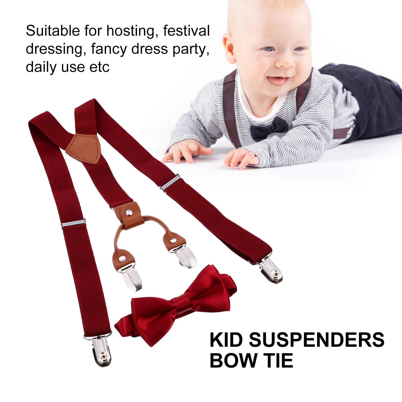 1-bretels vlinderdasset Verstelbare elastische Y-back clips Hoogwaardige metalen bevestigingsmiddelen Feest Bruiloft Schooluniform Dans