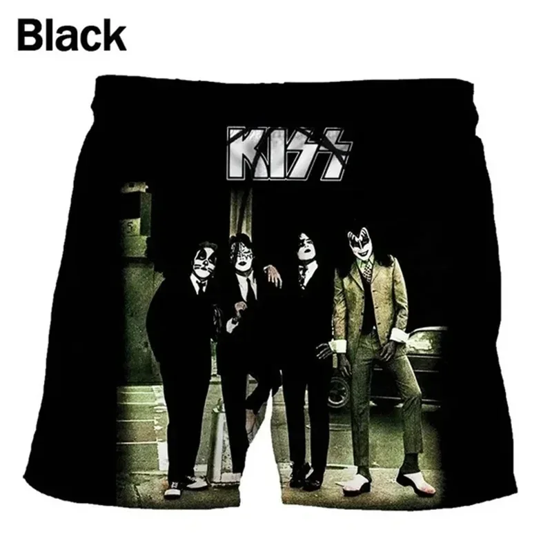 Hard Rock Band Kiss Love Gun Beach Shorts Men Cool 3D Heavy Metal Board Shorts Swimsuit Homme 2024 Swim Shorts Hip Hop Ice Short