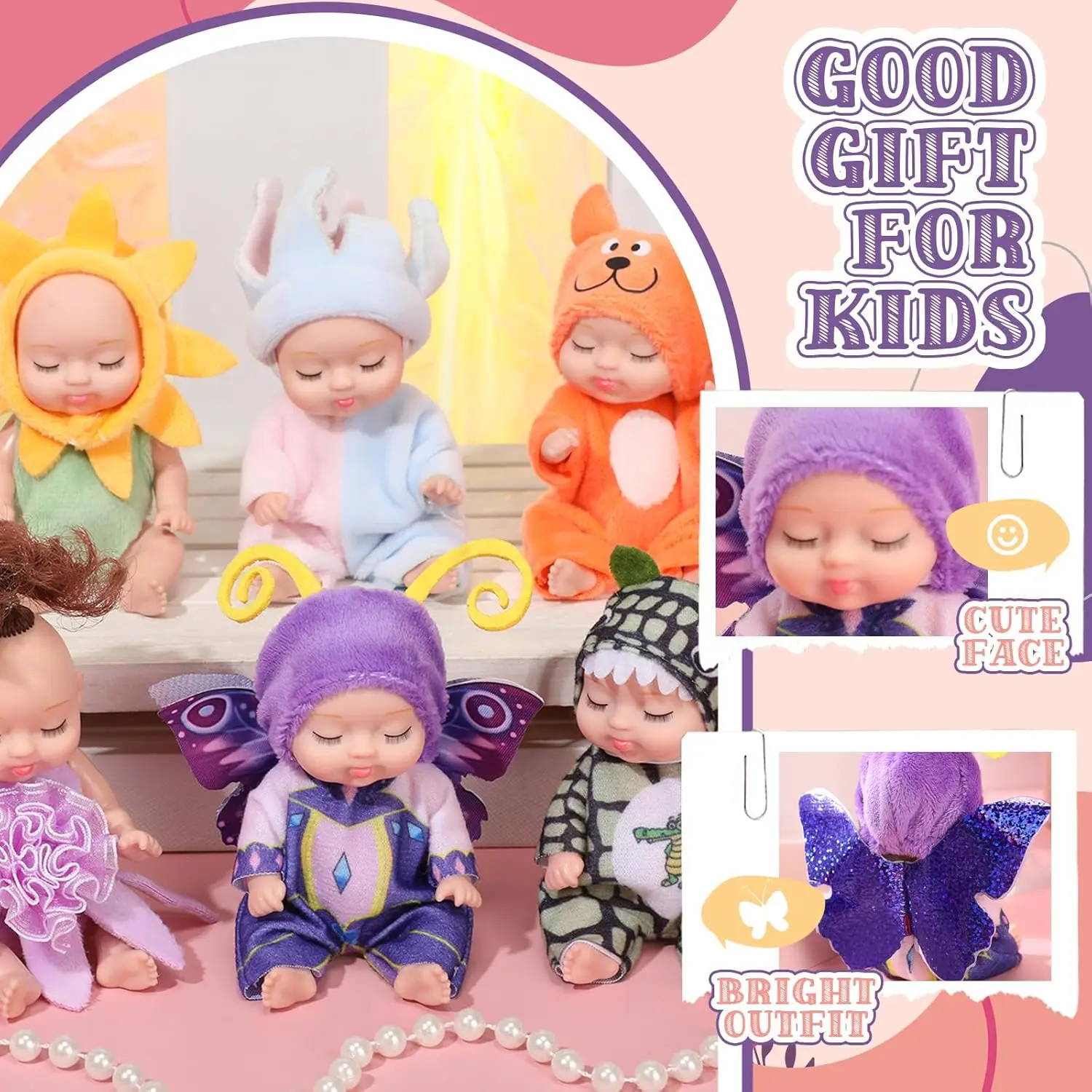 6 pièces ensemble Mini bébé poupée pâques poupée minuscule Reborn mignon bébé poupée cadeau d'anniversaire ensemble filles sommeil SJD poupée Jungle ensemble