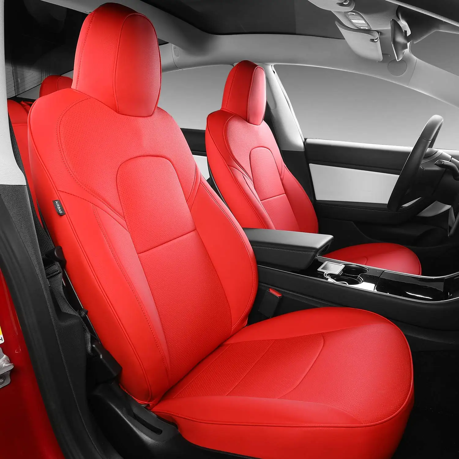 Car Seat Cover PU Leather Cover All Season Protection for  Model 3 Model Y