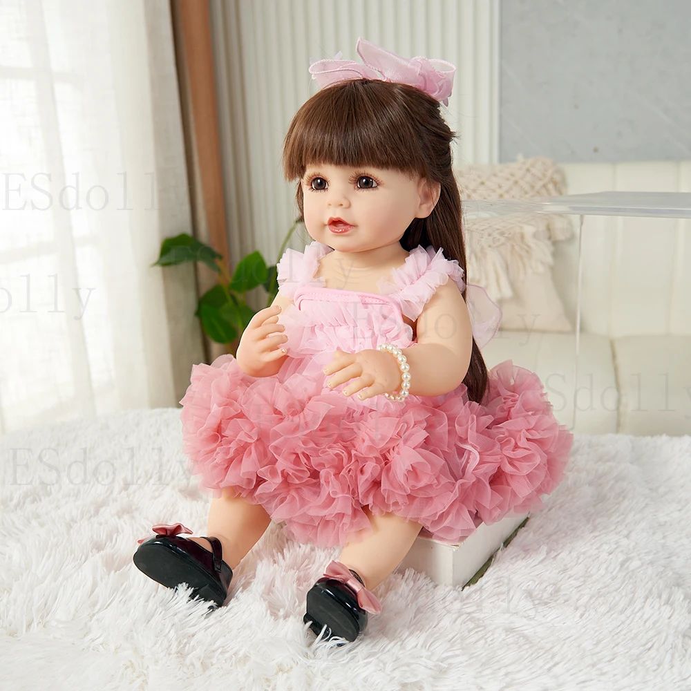 20in 55cm Reborn Baby Doll Girls Realistic Full Vinyl Bridal Gift Dolls Toddler Children Toys Real Doll Lifelike Handmade DIY