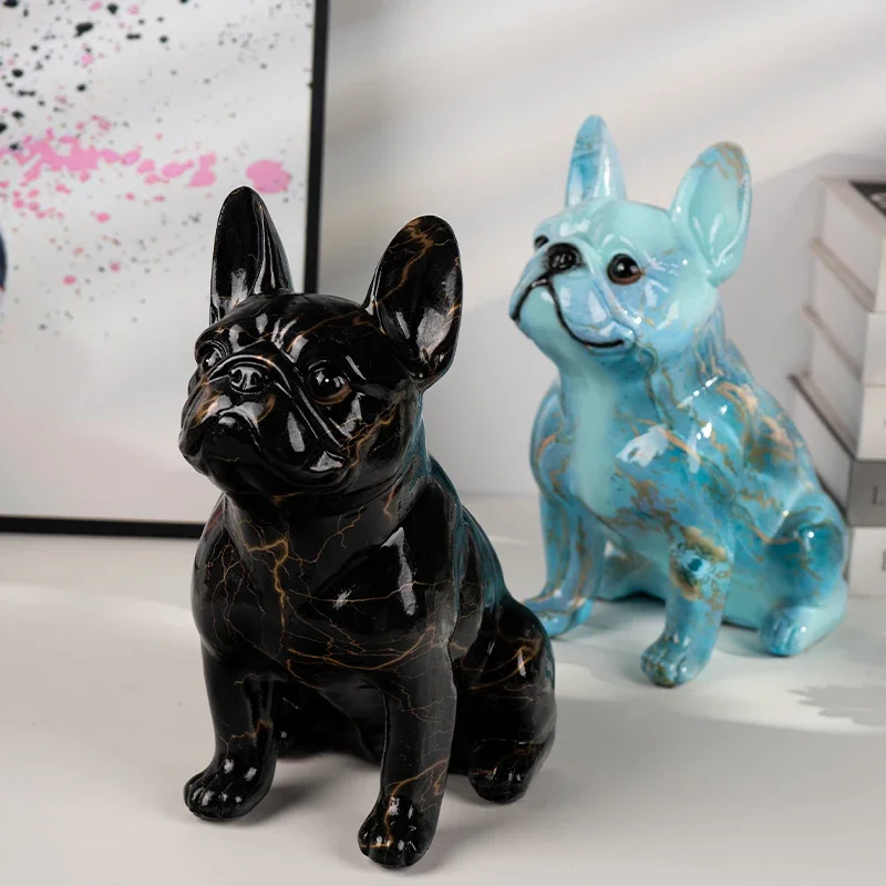 Modern Simple Glitzy French Bulldog Art Statue Office Porch Wine Cabinet Desktop Home Decor Crafts Family Expenses