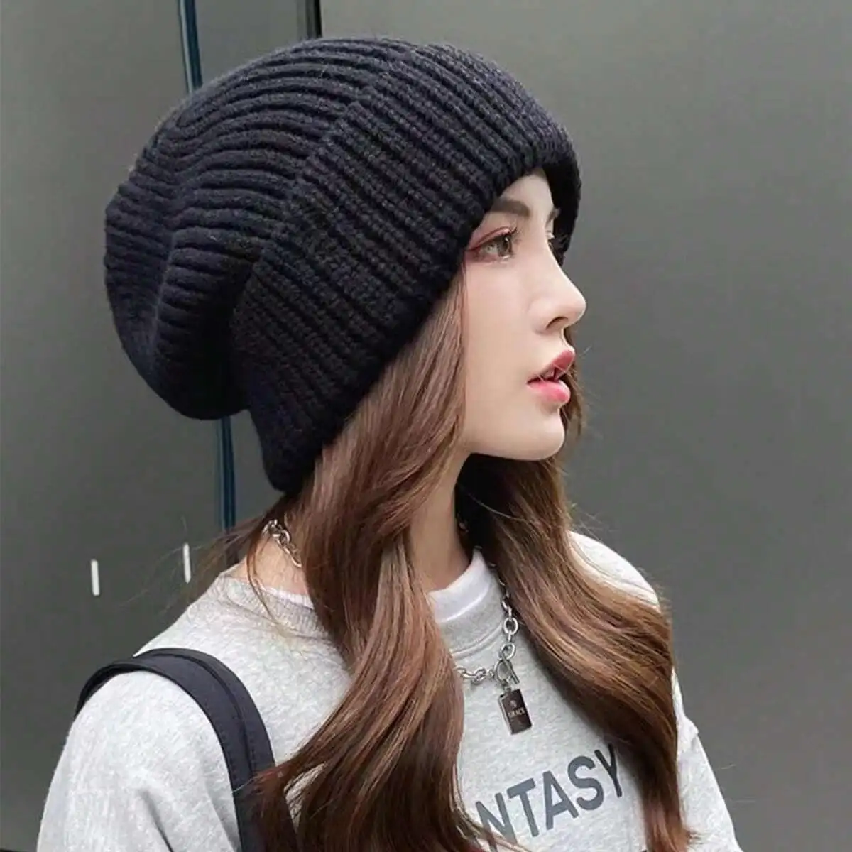 1pc Ladies Multi-Color Chunky Knit Korean Knitted Piled Cap, Fall/Winter All-Match Beanie Hat For Warmth, Ear Protection And Loose Fit, Cold-Proof Hat SC2404060128294848