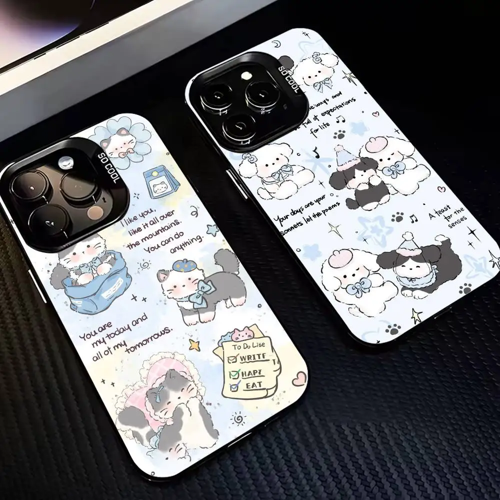 

Sweet Cartoon Pet Print Phone Case For iPhone 16,15,14,13,12,11,Pro,MAX White Matte Shockproof Cover