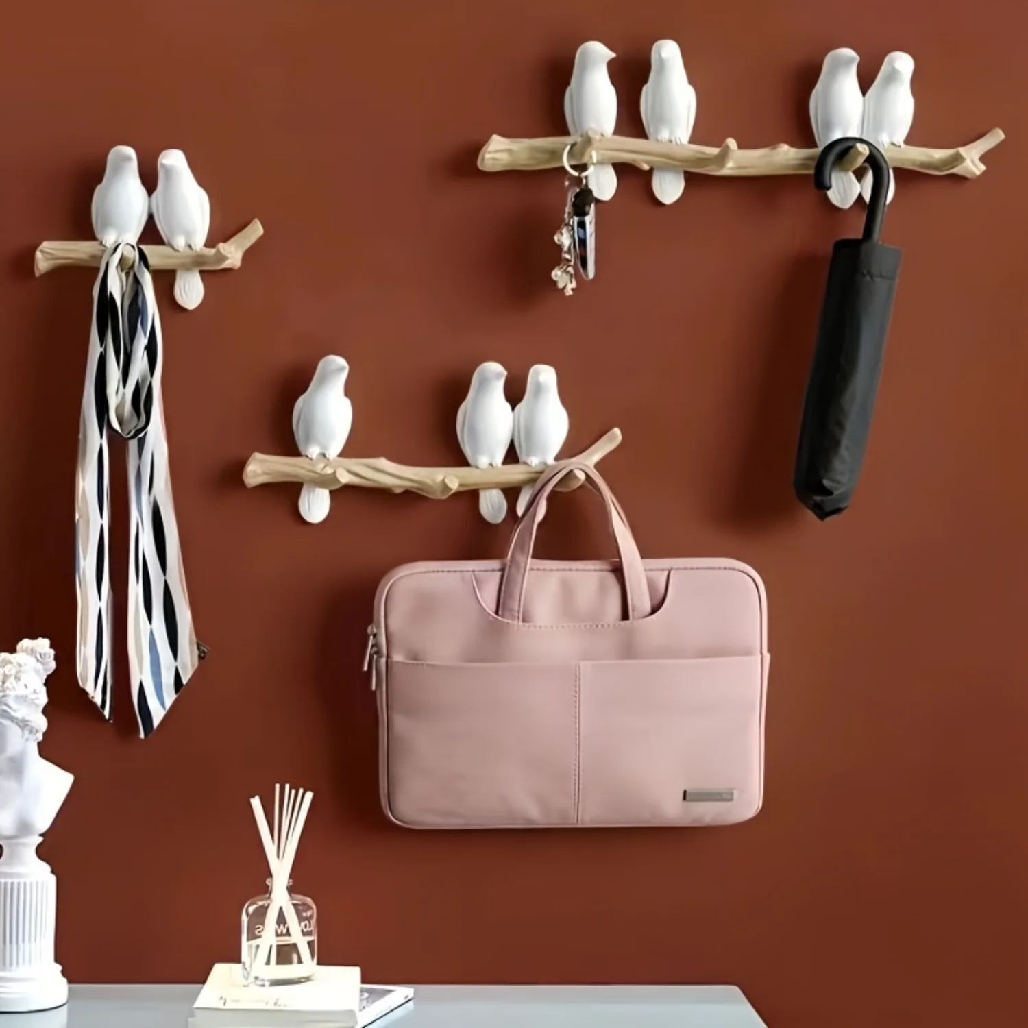 

"Elegant Decorative" 1Pc Bird-Themed Resin Wall Hook - No-Drill, Decorative For Coats, Keys & Hats - Perfect For Decor, Weddin