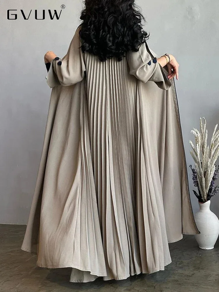 

GVUW Fashion Women Trench Coat Loose Lapel Full Sleeve Open Stitch Outwear Vintage Style Niche Design New 2024 Clothing 17G6556