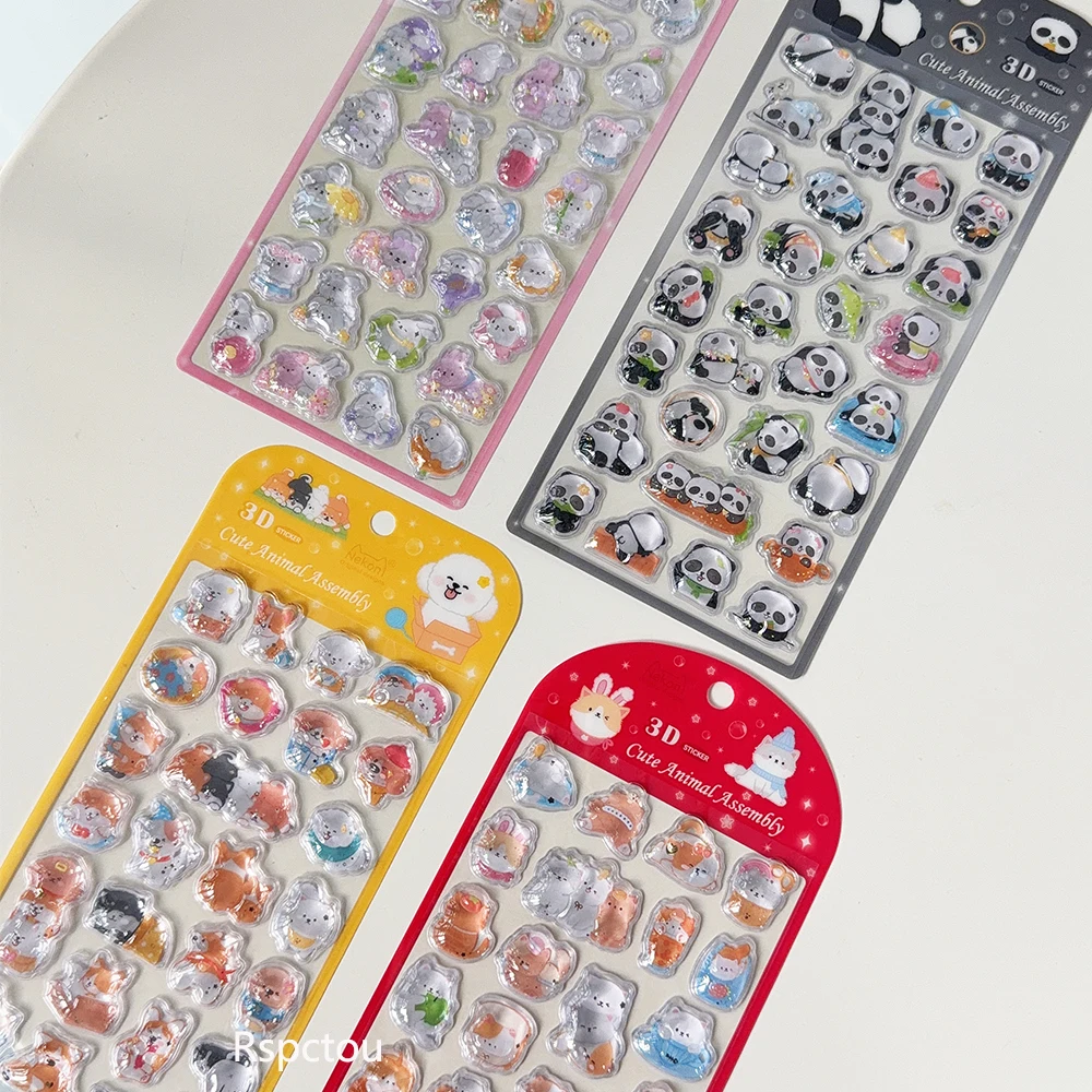 

1pcs Kawaii Cute Style Animals 3D Puffy Stickers Cartoon Rabbit Panda Cat Relief Sticker Notebook Phone Luggage Decals Toy Gift