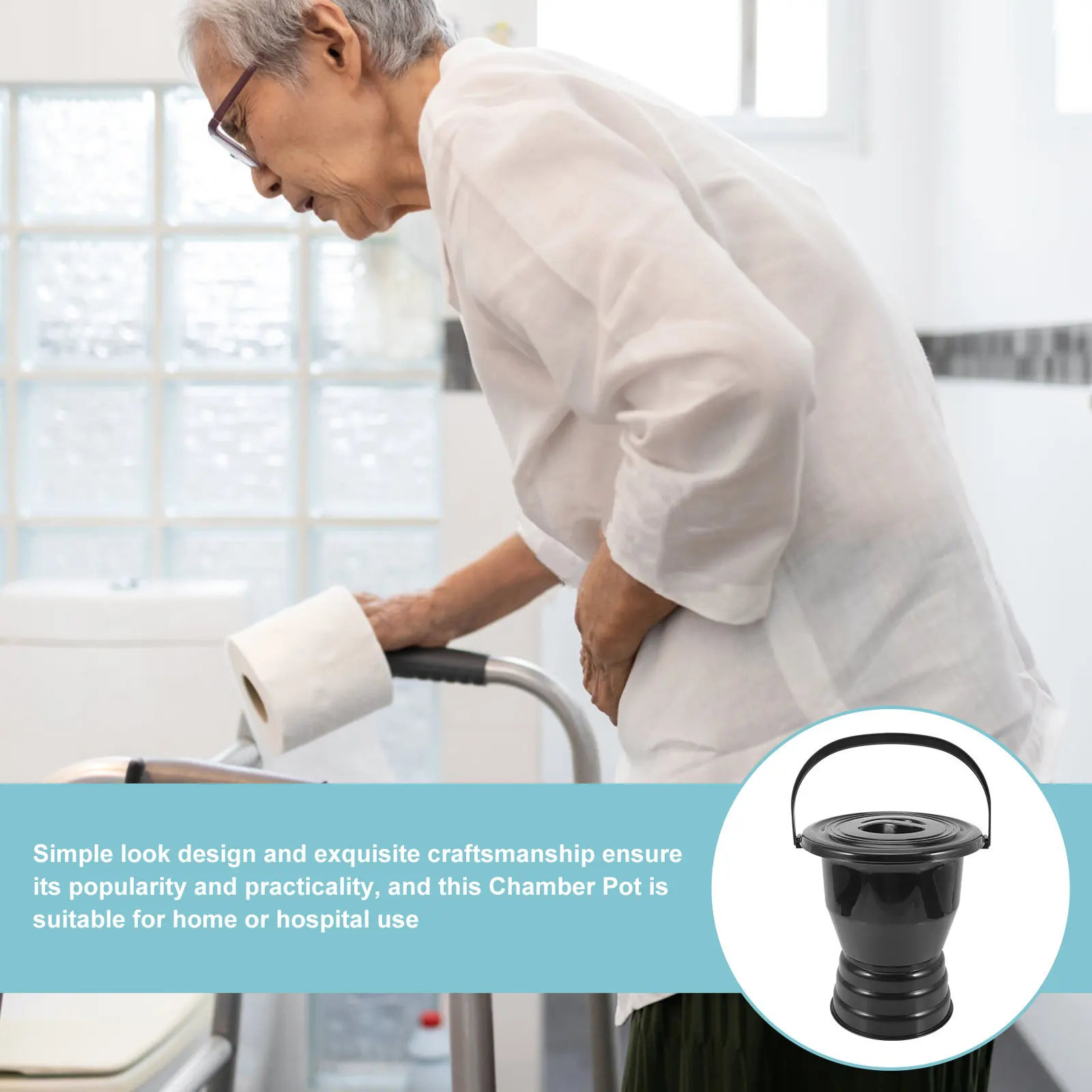 Heavy Duty Thickened Plastic Chamber Pot Covered Urinal for Home Hospital Elderly Children Disabled Users Portable Indoor Night