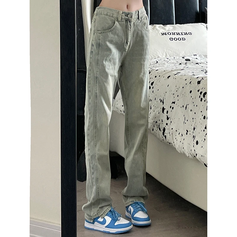 

Мужские джинсы в американском стиле хип-хоп, модные эластичные облегающие брюки с эффектом удлинения ног, прямые брюки, молодежные, износостойкие, повседневные, стильные