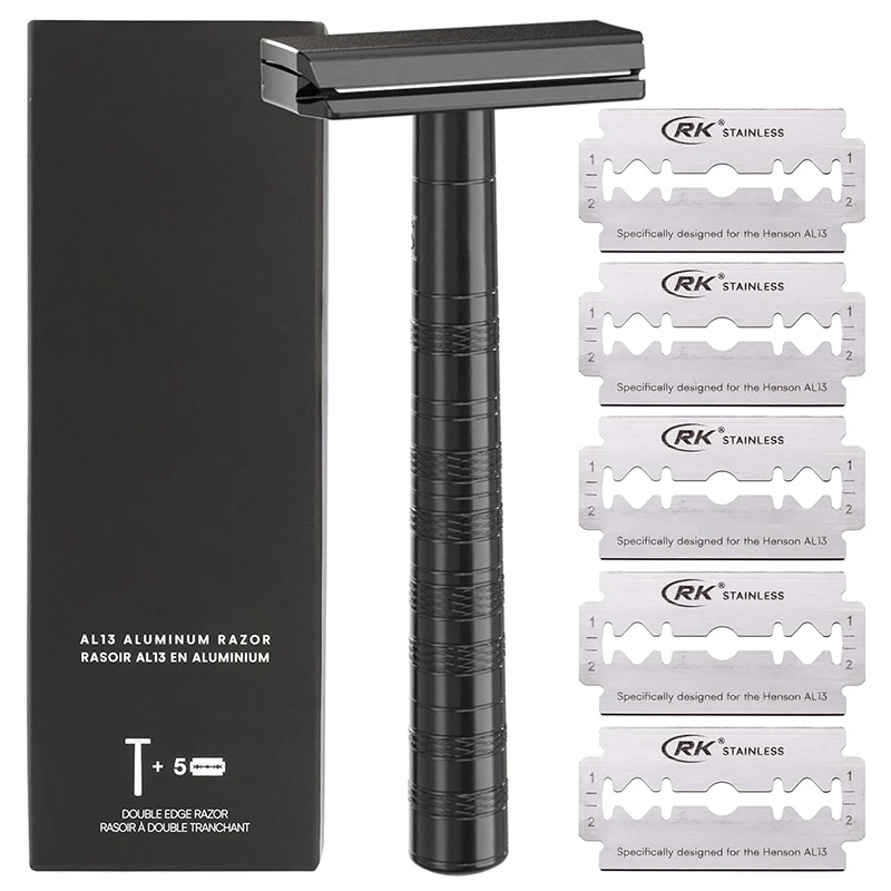 Canada Razor - Aluminum Double Edge Safety Razor with 5 Spare Blades - 30° Angled Precision With Superior Blade Rigidity