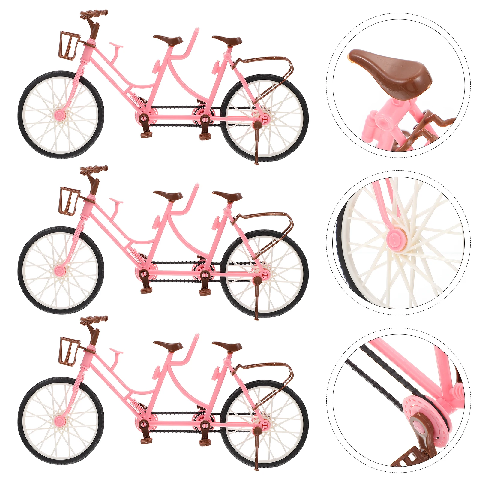 

3pcs Mini Two-Seater Bikes Educational Durable Ornaments Desktop Decoration Miniature Simulation Bike Cycle Miniature Mini