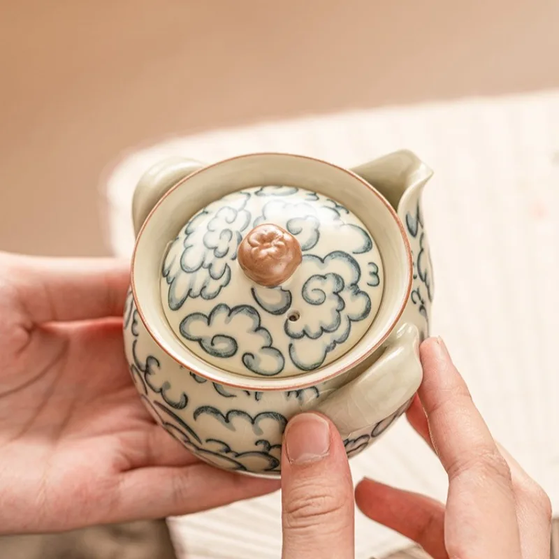 Tea Pot Ceramic Hand painted 160ml Cloud Boutique Portable Travel Hand-grasp Kettle Vintage Teapot Home Drink ware Craft Gift