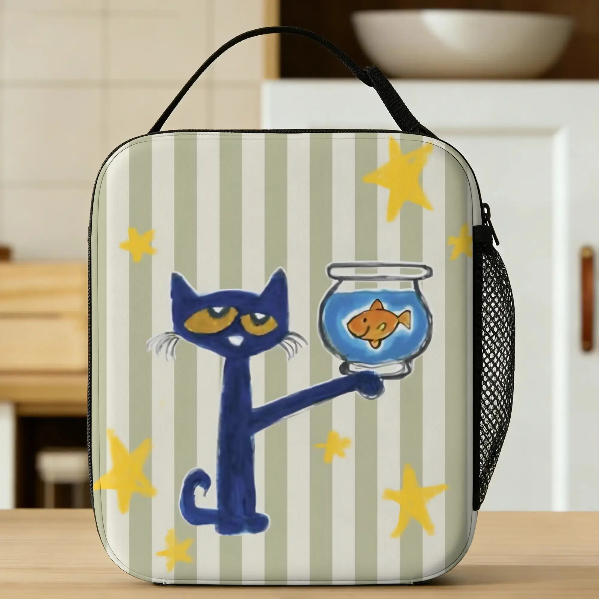 Pete The Cat Goldfish Insulated Lunch Bags Thermal Bag Lunch Container  Portable Lunch Box Tote Food Storage Bags Beach Picnic