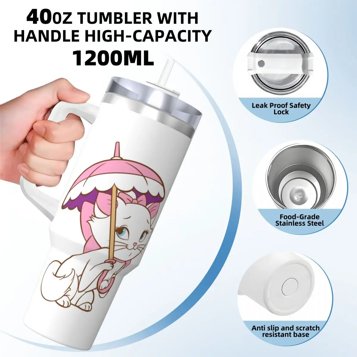 Stainless Steel Tumbler Marie Cat Thermal Mug Heat Preservation Hot Drinks Car Mugs Travelist Custom Water Bottle