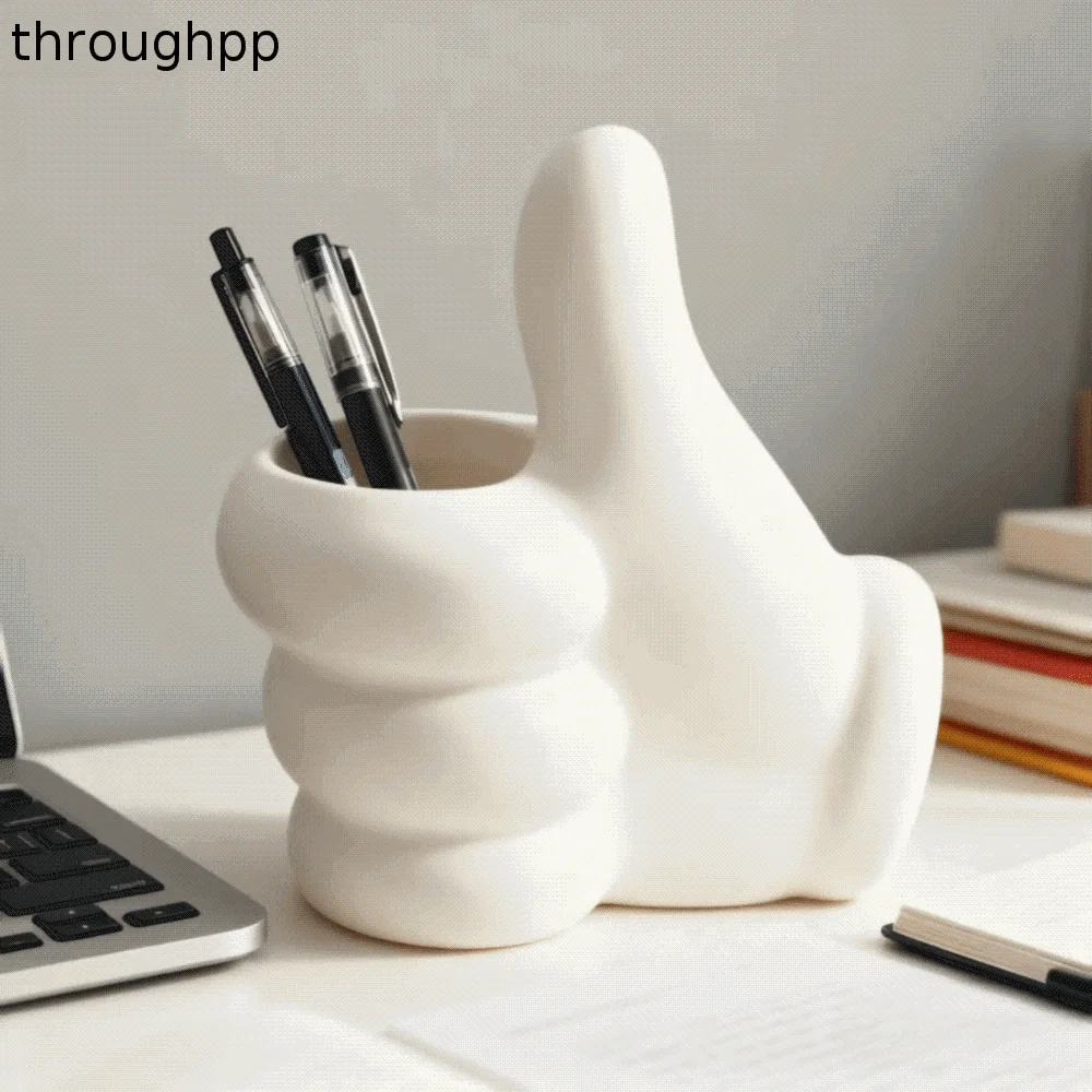 Thumbs Up Creative Design Pen Holder Trendy Style Cute Cartoon Storage Ornament Personalized Desktop Ornament Home Decoration