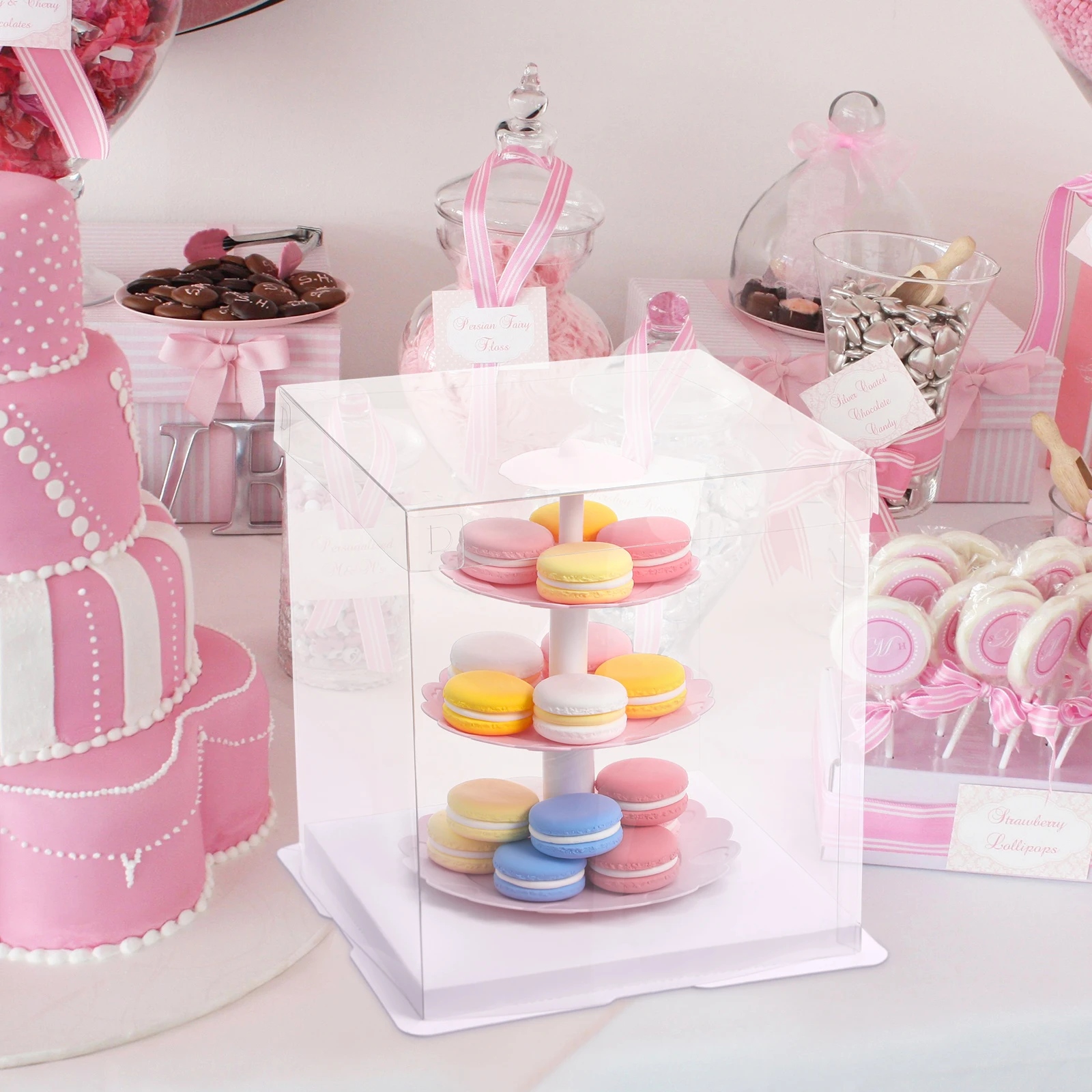 

2pcs Cake Box Packaging Boxes Transparent Food Grade White Card Baby Bakery Birthday Gift Boxes Elegant Special Occasion Plastic