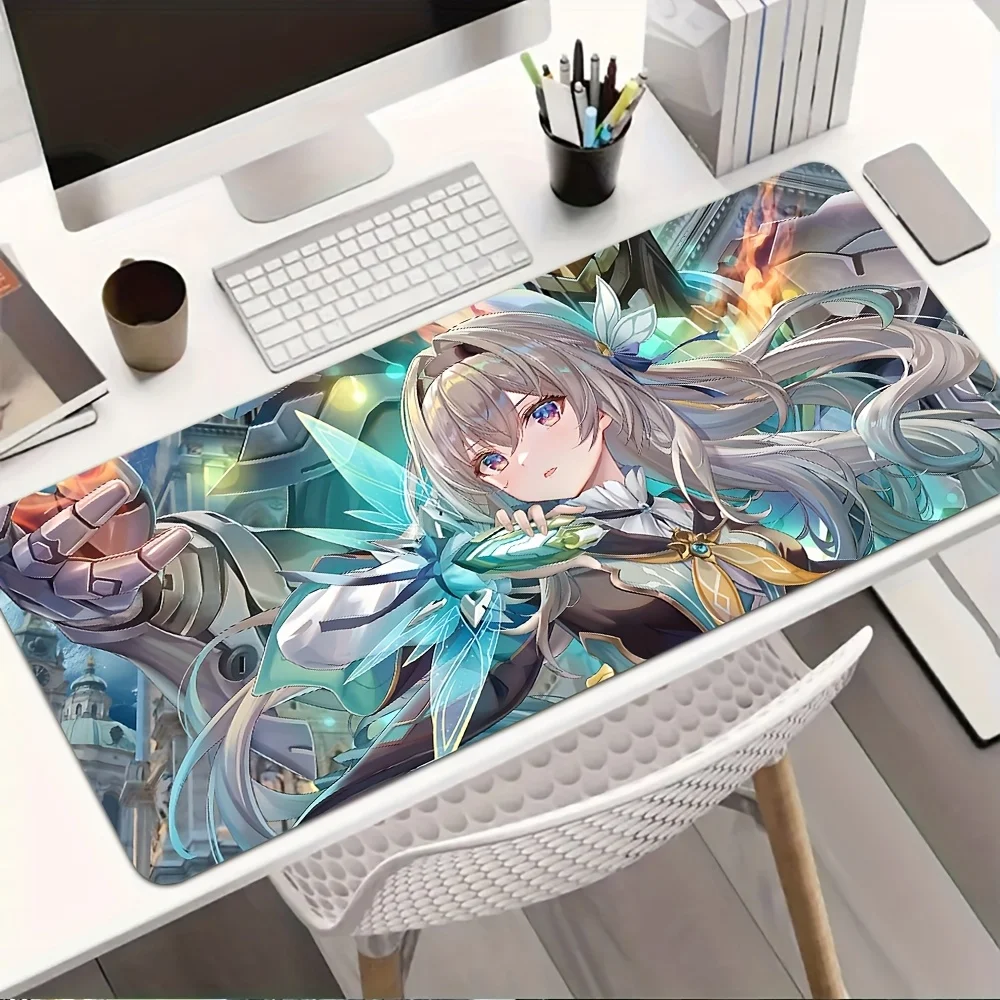 CIFBUY Honkai Star Rail Firefly Large Gaming Mouse Pad Non Slip Rubber Desk Mat Lock Edge Keyboard Mouse Mat