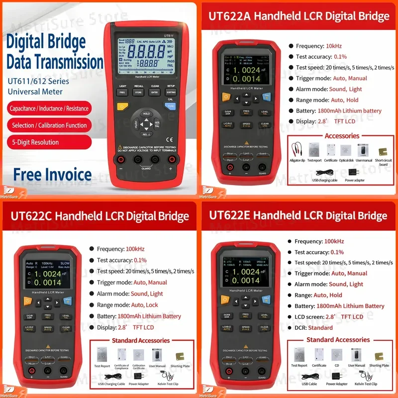 Capacitance Meter Digital LCR Tester Multimeter for Capacitor Resistance Inductor Measurement Portable