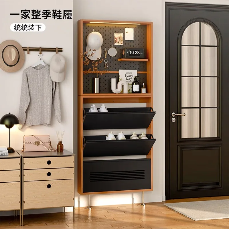 Medieval shoe cabinet Japanese retro small apartment door entrance entrance cabinet Tipping bucket large capacity narrow cabinet