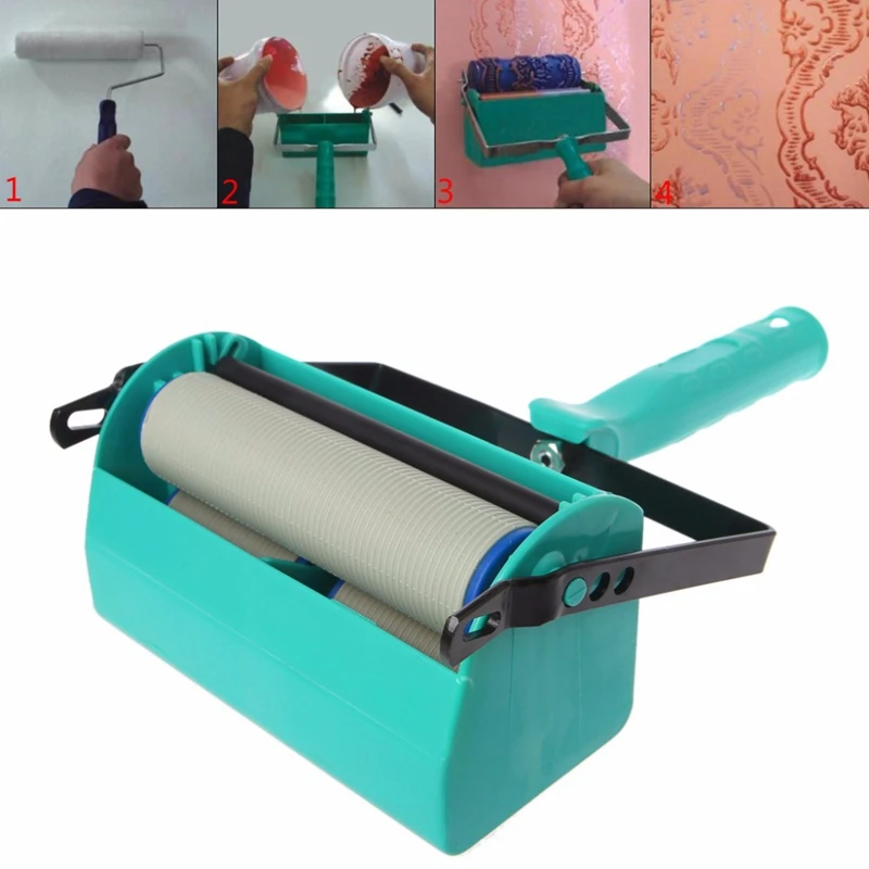 7 Inch Two-Color Decorative Machine Wallpaper Knurling Paint Tool Wallpaper Paint Brush Rose Printing Roller DIY Tool Set