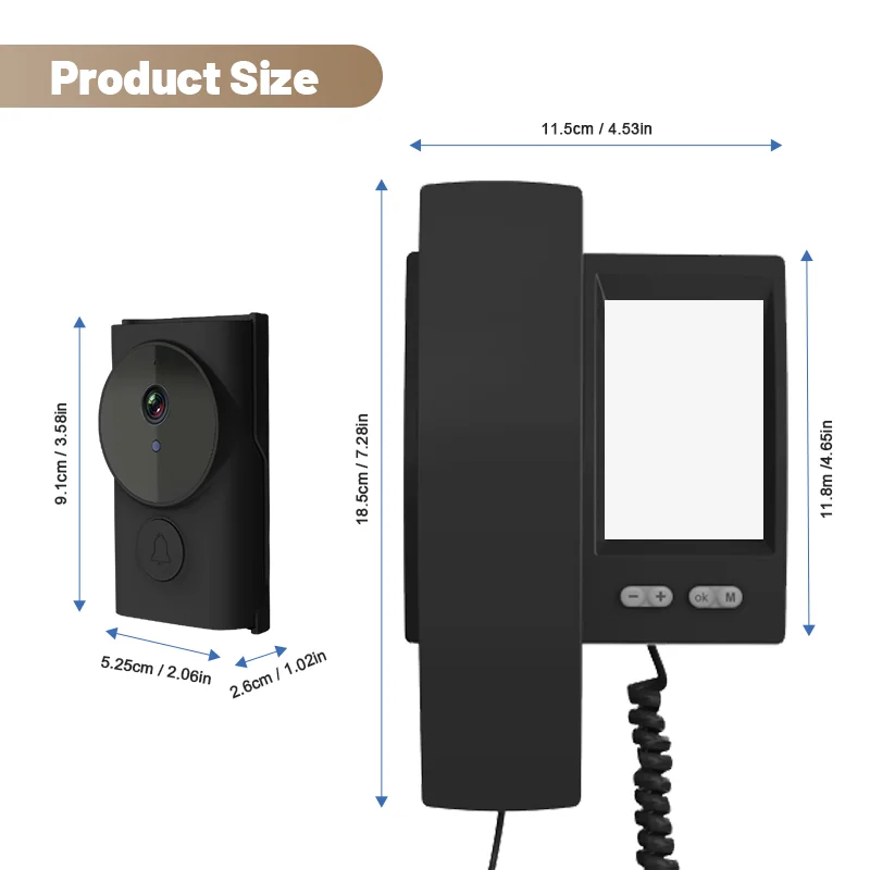 4.3Inch IPS Screen Wire-Free  Intercom Visual Doorbell Smart Video Door Phone Peephole Viewer Door Camera