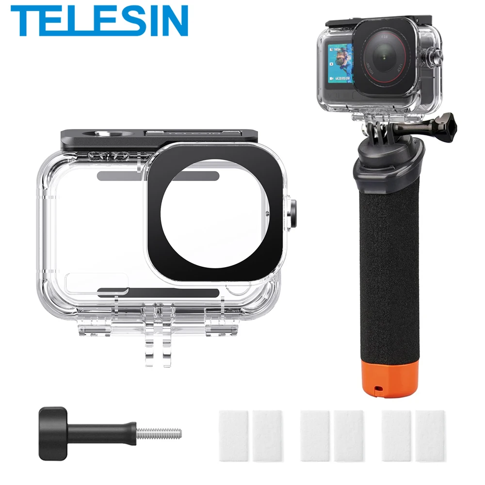 TELESIN Wasserdichtes Gehäuse für DJI OSMO Action6, Unterwasser-60-Meter-Tauchgehäuse mit Auftriebsstab für DJI OSMO Action 6