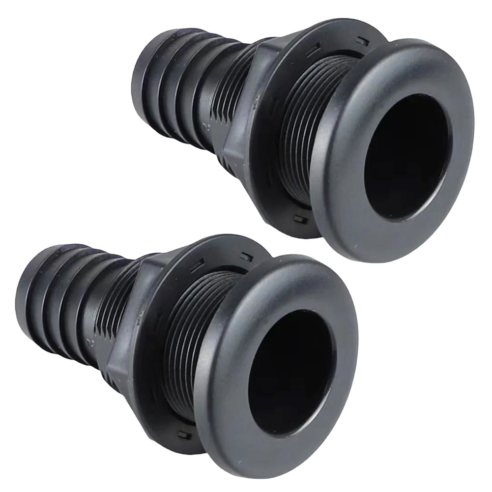 2Pcs Marine Through Hull Fittings Straight Through Hull Hose Connection Black Plastic Through Hull Fittings 3/4