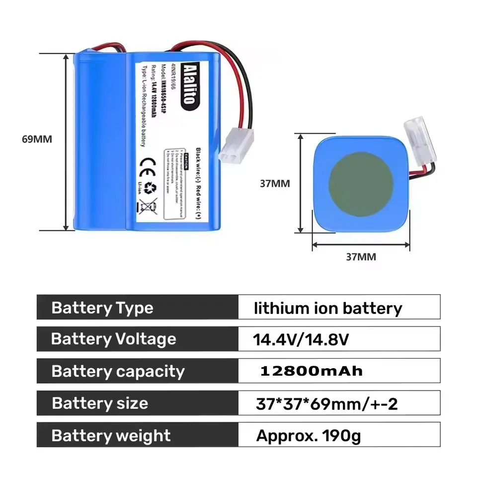14.4V 12800mAh, 4S1P lithium battery, for Xiaomi Essential G1 MJSTG1, SKV4136GL robot vacuum cleaner