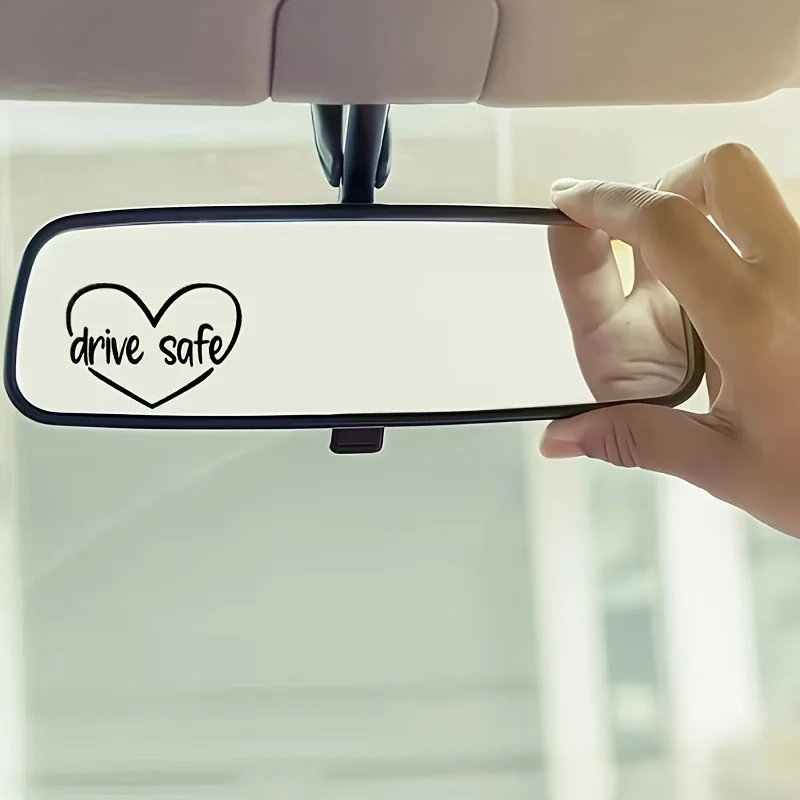 Decorative Decals Waterproof Easy To Stick No Marks for Car Rearview Mirror Van Set Safe Driving & Love Pattern