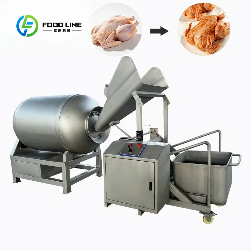Automatic Feeding Vacuum Tumbler Marinator Industrial Halal Beef Pork Chicken Meat Processing For Brazil