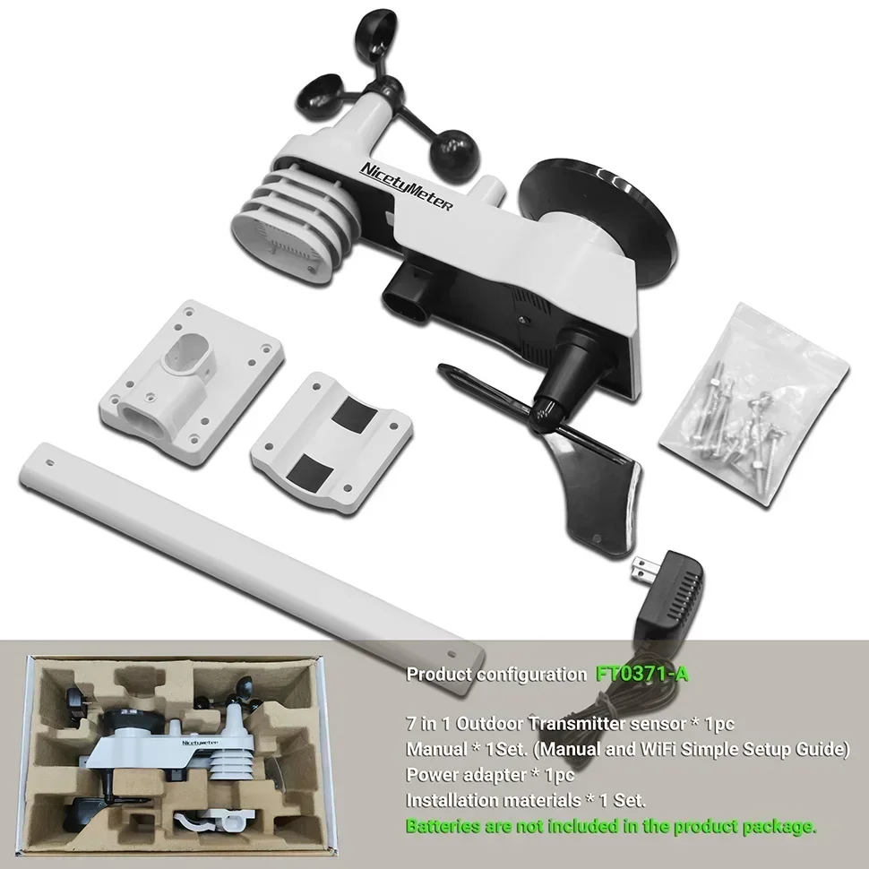 Furniture 0370L LORA Smart WIFI Weather Station 1500 Meters Long Transmission Distance Multi Parameter Wireless Weather