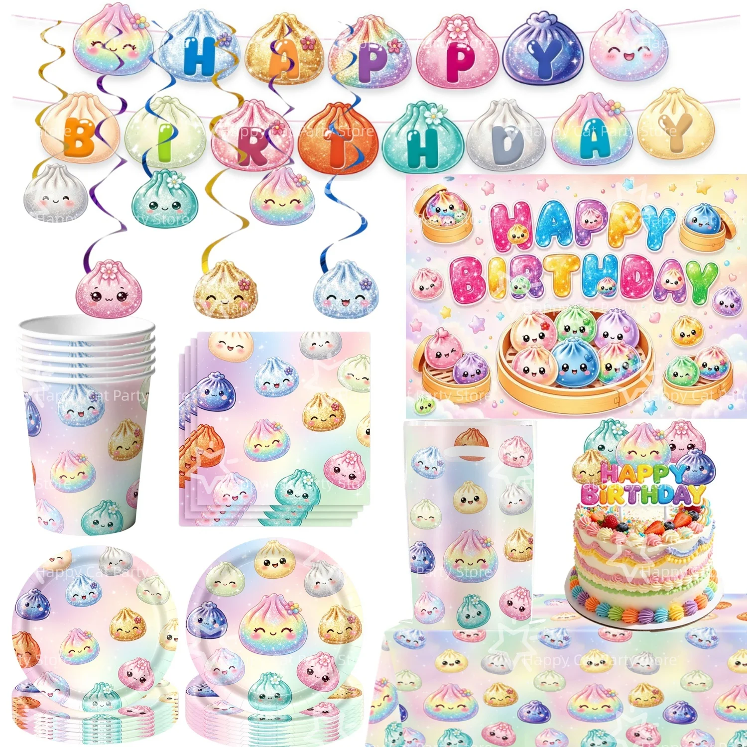 餃子の誕生日パーティー装飾セット、食器、テーブルクロス、紙皿 - Supply Event のレビューと価格