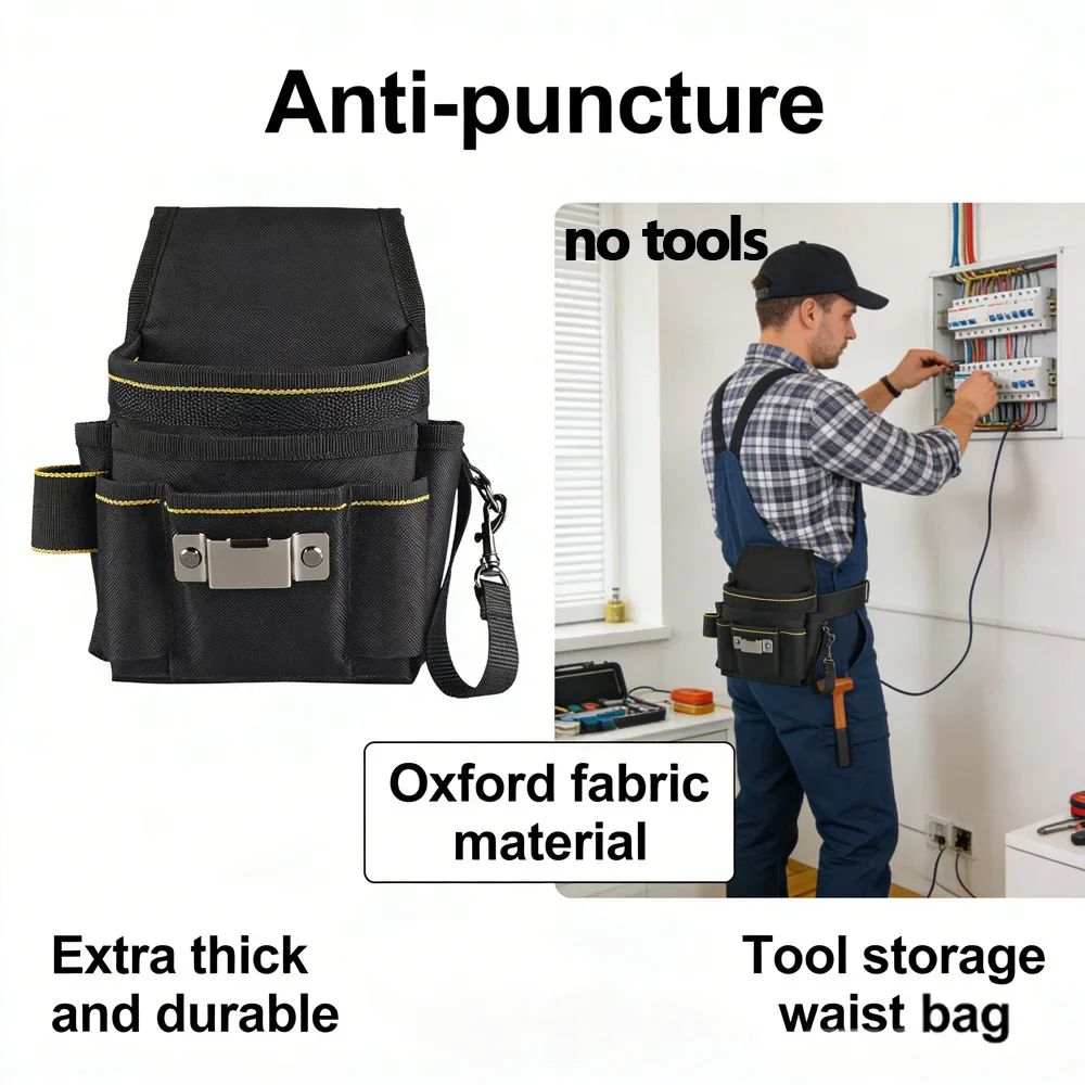 Elektriker-Werkzeugtasche mit Hüftgurt, Wasserdichter Oxford-Stoff-Organizer, Multifunktionale Werkzeugtasche für Handwerker – Detail 6