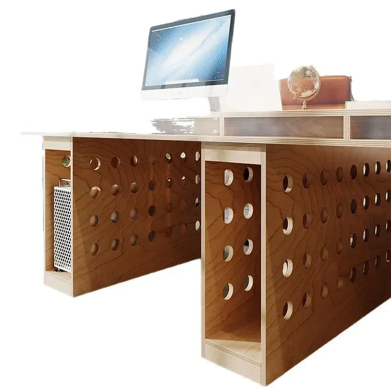 Ocean board desk, birch hole board computer desk, rectangular workbench