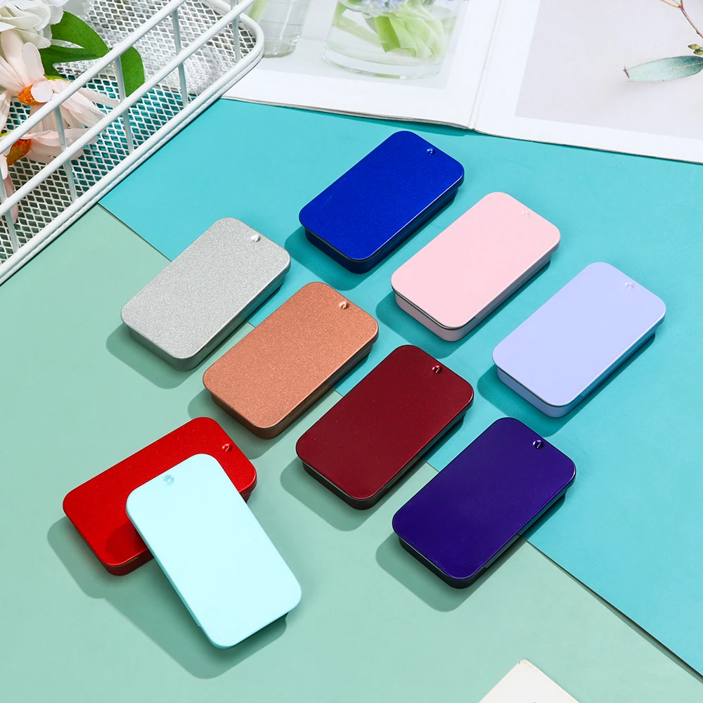 Multicolor Mini Tin Boxes Rectangular Metal Empty Tins With Lids Mini Storage Box Organizer For Jewelry Wedding Small Pill Cases