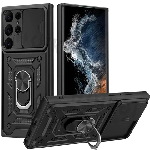 Чехол для Samsung Galaxy S25 Ultra S24 Plus S24 FE A55 A16 A35 Note 20 Ultra Slide Camera Lens Military Grade Bumpers Armor Cover
