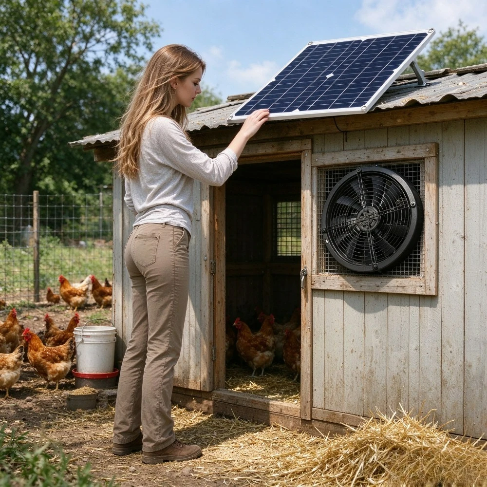 Solar Powered 25W Ventilation Fan Kit Heat Dissipation Vent for Storage Shed Outdoor Warehouse Chicken Coop Kennel Greenhouse