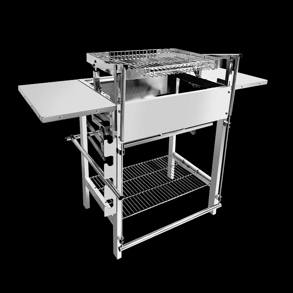 Portable Rotisserie Grill Stainless Steel BBQ Grill Adjustable Charcoal Tray Rotating Flip Design Home Kitchen Outdoor Camping
