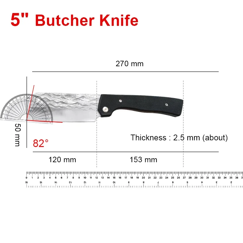 G10 Handle Utility Knives Hand Forged Folding Knife Slicing Meat BBQ Butcher Boning Knife Fish Filleting Chef Kitchen Knives