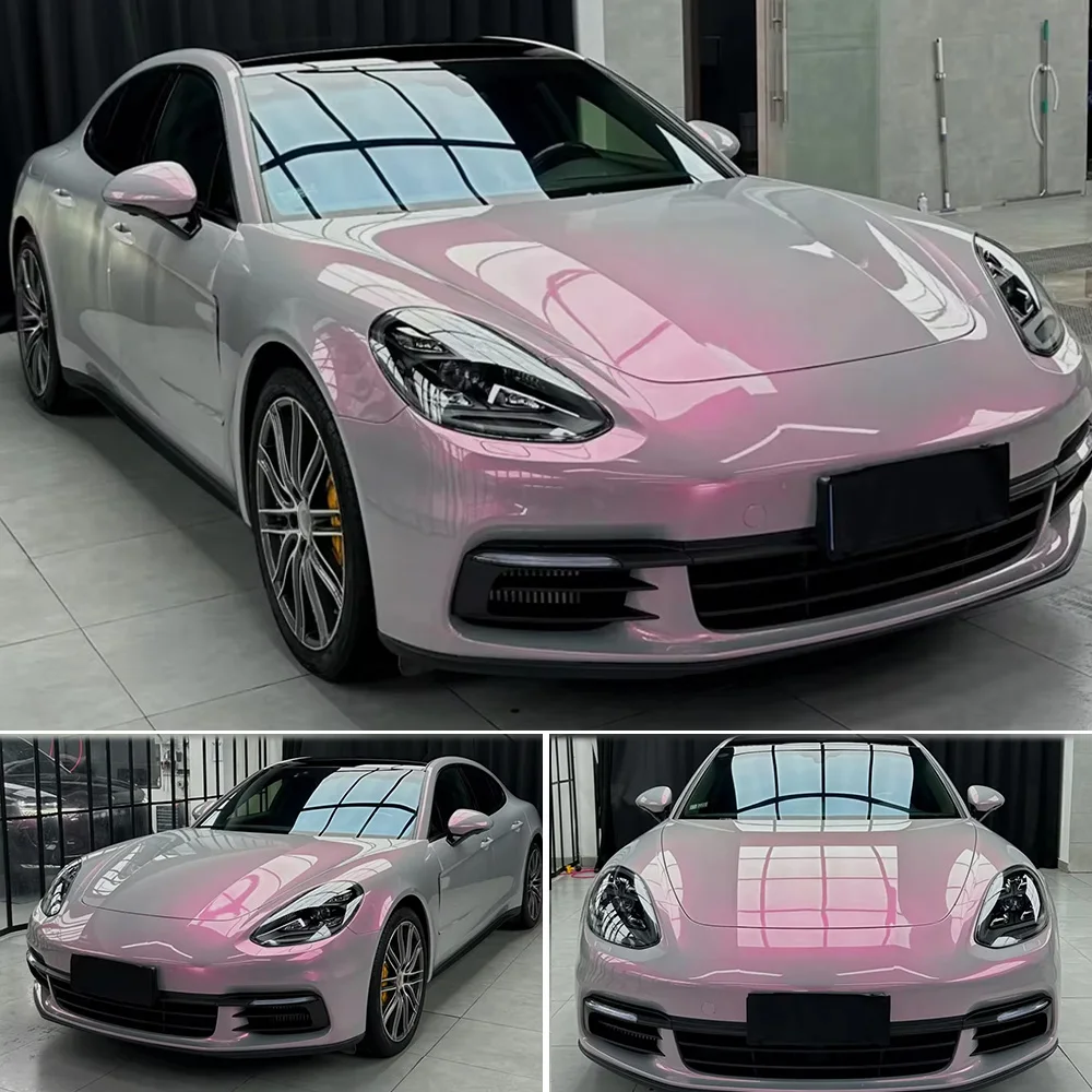 Premium Glossy Dreamy Candy Vinyl Wrap Film PET Grey Pink Self Adhesive Vinyl Decals Waterproof Car Wraps for Auto Body