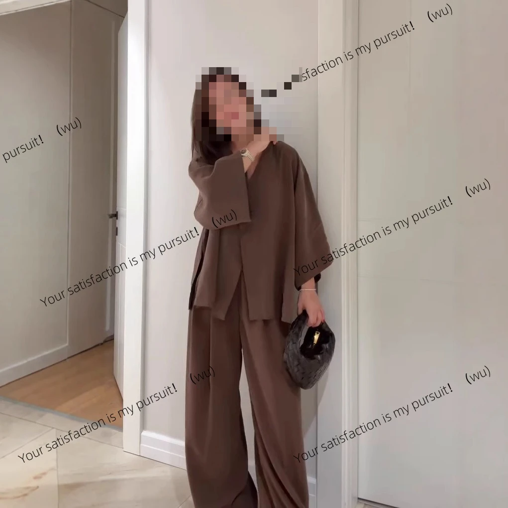 

Women's loose casual long-sleeved cardigan trousers solid color suit