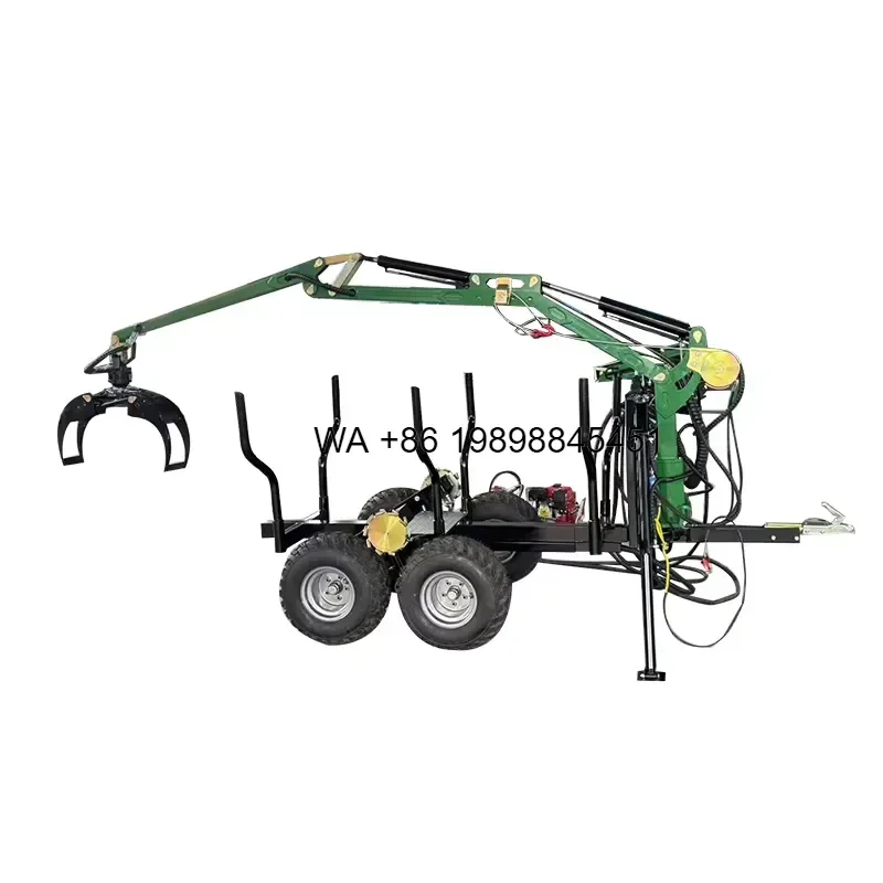 Wmwmnu Forestry Log Loader Timber Trailer with Crane Log Grapple for ATV Log Trailer with Additional
