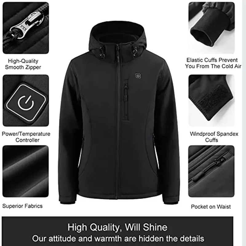 Heating Jackets Men Clothing Winter Hiking Jacket Warm USB Rechargable Coat Electric Thermal Outdoor Sportwear Fishing Camping