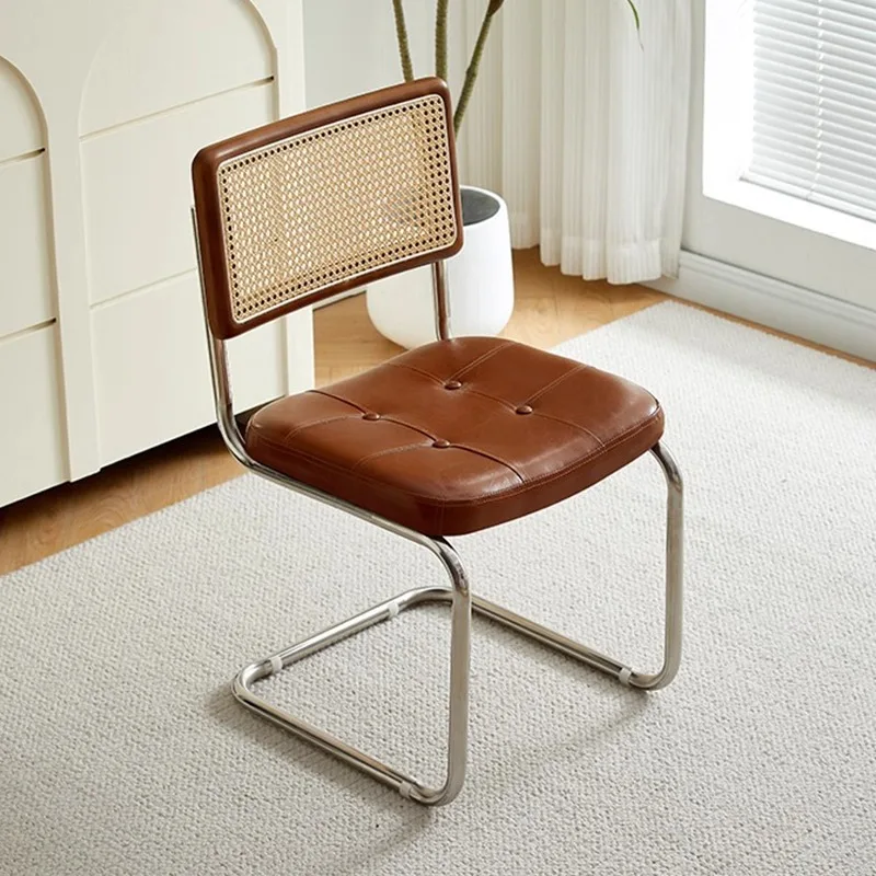 

Medieval chair rattan dining chair retro backrest rattan chair modern simplicity
