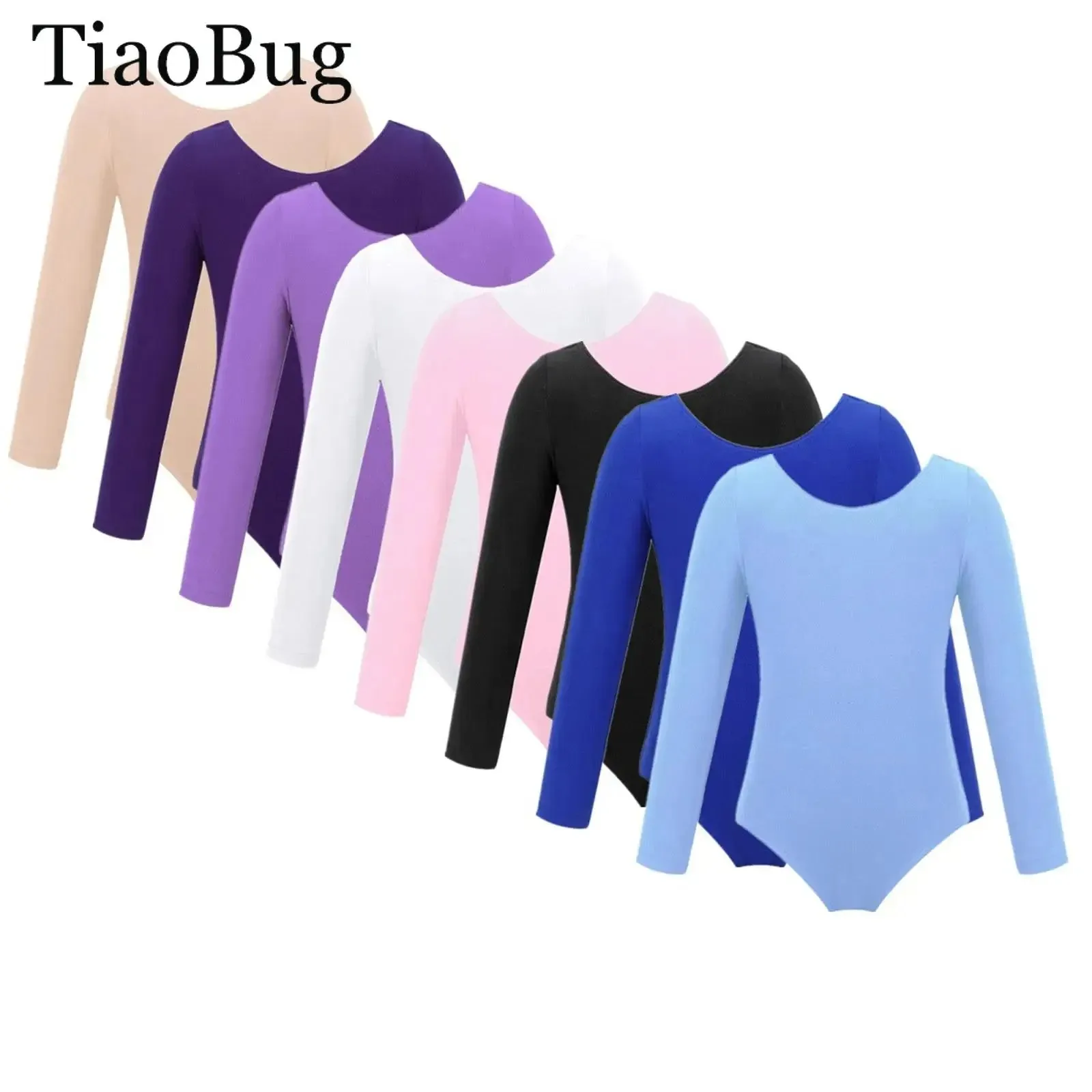 

Kids Girls Long Sleeve Ballet Leotards Bailarina Dance Jumpsuit Solid Color Gymnastics Workouts Training Bodysuit Dancerwear