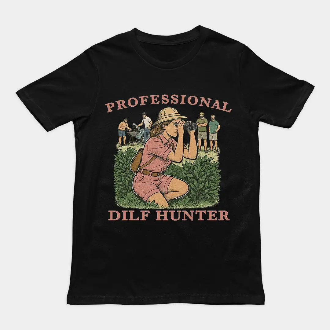 Professional Dilf Hunter T-Shirt Y2K Retro Printed Cotton Short-sleeved Casual Fashion Loose Streetwear Round-neck Sport Top