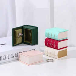 1PC PU Leather Book-shaped Ring Box with Suede Fabric Lining Creative European Flip Lid Magnetic INS Ring Box Jewelry Gift Box